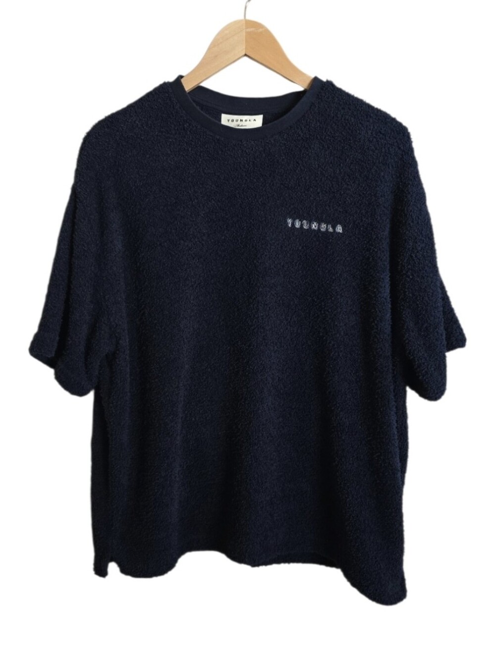 YoungLA Men's Cozy Boxy Oversized Navy Blue Streetwear Tee. Size Medium